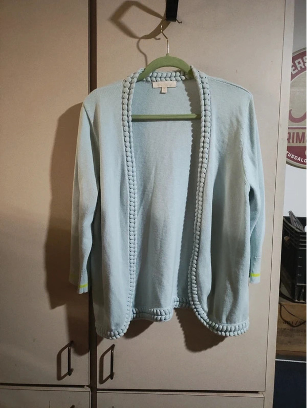 Etcetera size XL Cardigan light blue rope braided accent